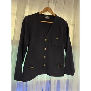 French Wool Knit SHIP WAY Cardigan Jacket M/L in France Anchor Buttons 90s